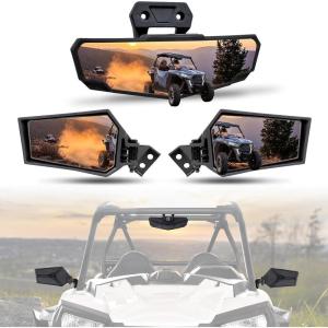 imageSAUTVS Side Mirrors Rearview Mirror Kit for Polaris RZR 900 Trail Folding Side Mirrors Center Convex Rear view Mirror for Polaris RZR Trail S 900 1000 Premium Ultimate 20212023 Accessories