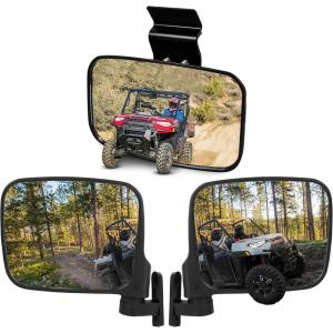 imageSAUTVS Side Mirrors Rearview Mirror Kit for Polaris Ranger XP 1000 Ranger 1000 20182025 Folding Side Mirrors and Center Convex Rear View Mirror for Polaris Ranger XP 1000 Ranger 1000 Crew 201820