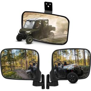 imageSAUTVS Side Mirrors Rearview Mirror Kit for Polaris Ranger XP 1000 Ranger 1000 Folding Side Mirrors Center Convex Rear View Mirror for Polaris Ranger XP 1000 Ranger 1000Crew 20182025 Accessories
