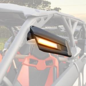 imageSAUTVS Side View Mirrors with Light for Can Am Maverick X3 Adjustable Folding Rear View Side Mirrors with LED Turn Signal Lights for Can Am Maverick X3 MAX DS RS Turbo R 20172025 Accessories