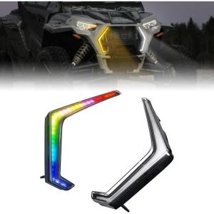 imageSAUTVS Smart RGB LED Accent Fang Lights for Polaris RZR XP 1000 XP Turbo 20192023 RZR Trail S 20212025 Accessories App Controlled Colors Turn Signals Startup Animation Music Sync Signature Lights