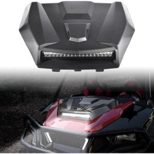 imageSAUTVS Sport Hood Scoop with LED Spotlight for General 1000 EPS 20162018 Carbon Fiber Pattern Hood Scoop with LED Auxiliary Light Kit for Polaris General 10004 1000 EPS 2016 2017 2018 Accessories