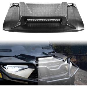 imageSAUTVS Sport Hood Scoop with LED Spotlight for Ranger XP 1000Crew Carbon Fiber Pattern Hood Scoop with LED Auxiliary Light Kit for Polaris Ranger XP 1000 Ranger 1000 XP Crew 20182024 Accessories