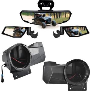 imageSAUTVS Support 65quot Speakers Rear Seat Speaker Pods Mount Brackets Holders ampamp Folding Side Mirrors Center Convex Rear View Mirror for Polaris RZR XP 1000XP 4 1000 2024 Accessories