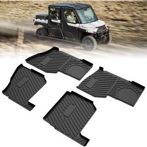 imageSAUTVS TPE Floor Mats for Polaris Ranger XP 1000 Crew 1925 Front and Rear Row Floor Liners All Weather Protection Slush Mats for Polaris Crew Ranger XP 1000 20192025 Accessories 4PCS