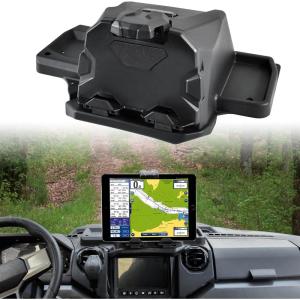 imageSAUTVS Tablet Phone Holder for Polaris Ranger XD 1500 Adjustable Electronic Device Holder GPS Navigator Mount with Storage Box for Polaris Ranger Crew1500 XD Northstar Ultimate 2024 2025 Accessories