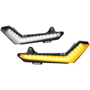 imageSAUTVS Upgraded LED Turn Signal Daytime Running Lights for Defender Commander Front DRL Fang Lights Yellow Flashing Lights for Can Am Defender ampamp Defender Max 2020  Commander 2021 Accessories2PCS