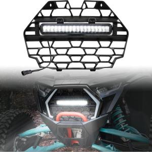 imageSAUTVS Waterproof Front Mesh Grill with LED Light Bar for Polaris RZR PRO XPPRO RPRO S 2025 Black Mesh Grille with Spotlight Replace OEM 5465595070 5459950070