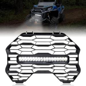 imageSAUTVS Front Mesh Grill with LED Light Bar for CanAm Commander 2021 Black Mesh Grille with LED Light Bar for Can Am Commander ampamp MAX 20212025 Accessories 1PC