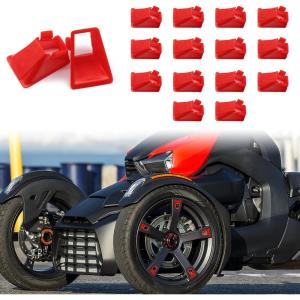 imageSAUTVS Tire Wheel Hub Caps Wheel Accents Kit for CanAm Ryker New Adrenaline Red Wheel Caps Center Cap Covers Accessories for All Ryker Models Replace OEM 219400920 16PCS