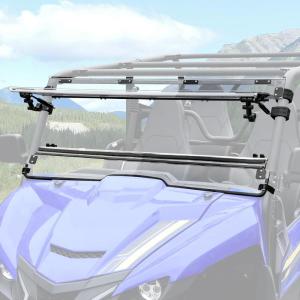 imageSAUTVS Flip Up Windshield for Yamaha Wolverine X2 X4 850 20182020 Clear 15quot Hard Coated PC Front Flip Windscreen Accessories Can be Closed Vented or Fully Open