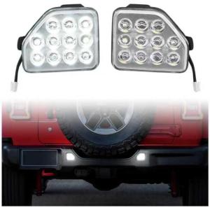 imageSAUTVS LED Rear Bumper Reflector Light Reverse Backup Lamp for 20182024 Jeep Wrangler JL Accessories White Back Up Tail Lamp Parking Running Side Marker Light 2PCS
